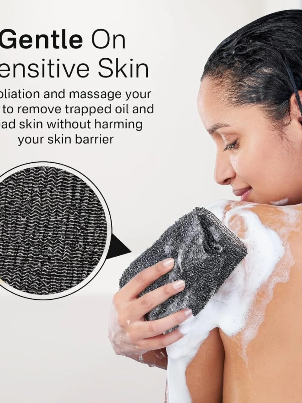 3 PCS Exfoliating Washcloth Towels - Exfoliating Body Scrubber Exfoliator, Back